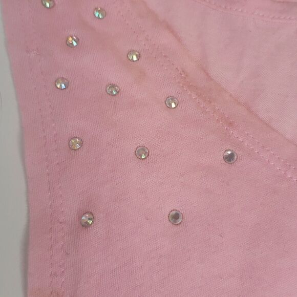 PINK Rhinestone Embellished Muscle T Shirt - Picture 2 of 5